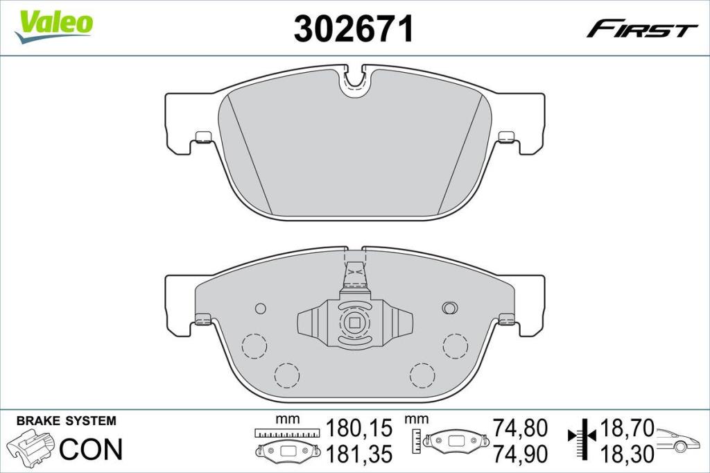 Jeu de 4 plaquettes de frein VALEO ref. 302671